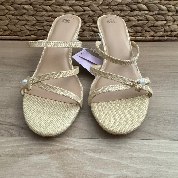 NWT! Wild Fable Brodie Strappy Raffia Charm Heels - Memory foam - Picture 14 of 14